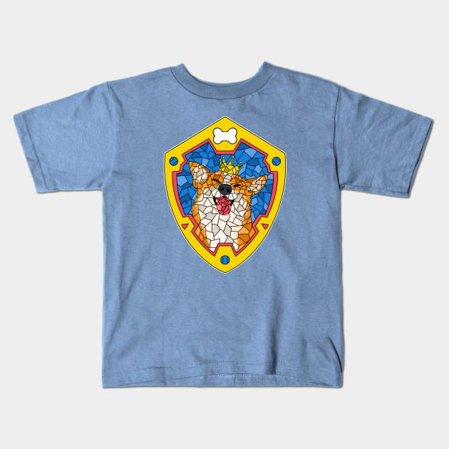 Corgi Stained Glass Kids T-Shirt by Malakian Art